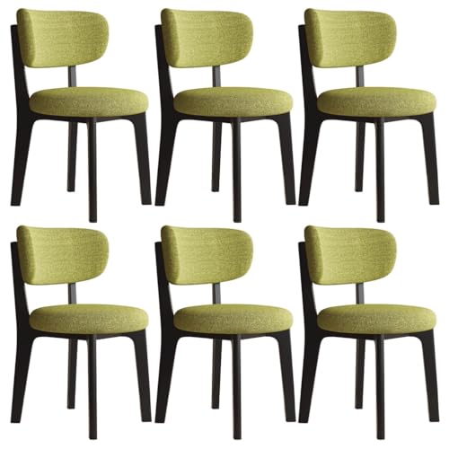 YVYKFZD Esszimmerstühle aus Holz, 2er-/4er-/6er-Set, Esszimmerstuhl ohne Armlehnen, gepolsterte Küchenstuhl, Küchenstühle mit abnehmbarem Sitzkissenbezug aus Stoff(Grass Green+Black,6PCS) von YVYKFZD