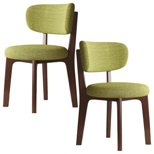 YVYKFZD Esszimmerstühle aus Holz, 2er-/4er-/6er-Set, Esszimmerstuhl ohne Armlehnen, gepolsterte Küchenstuhl, Küchenstühle mit abnehmbarem Sitzkissenbezug aus Stoff(Grass Green+Walnut,2PCS) von YVYKFZD