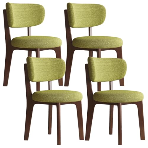 YVYKFZD Esszimmerstühle aus Holz, 2er-/4er-/6er-Set, Esszimmerstuhl ohne Armlehnen, gepolsterte Küchenstuhl, Küchenstühle mit abnehmbarem Sitzkissenbezug aus Stoff(Grass Green+Walnut,4PCS) von YVYKFZD