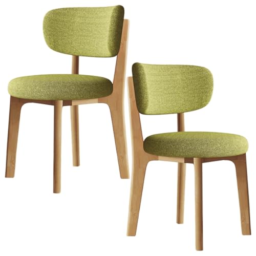 YVYKFZD Esszimmerstühle aus Holz, 2er-/4er-/6er-Set, Esszimmerstuhl ohne Armlehnen, gepolsterte Küchenstuhl, Küchenstühle mit abnehmbarem Sitzkissenbezug aus Stoff(Grass Green+Wood,2PCS) von YVYKFZD