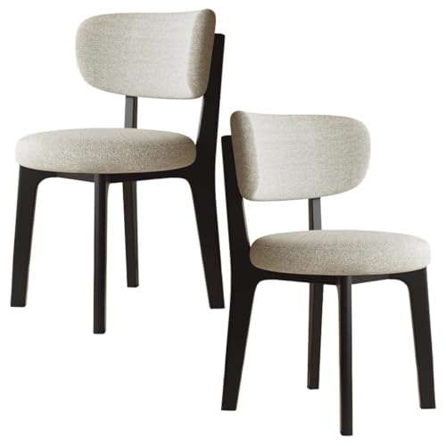 YVYKFZD Esszimmerstühle aus Holz, 2er-/4er-/6er-Set, Esszimmerstuhl ohne Armlehnen, gepolsterte Küchenstuhl, Küchenstühle mit abnehmbarem Sitzkissenbezug aus Stoff(Off-White+Black,2PCS) von YVYKFZD