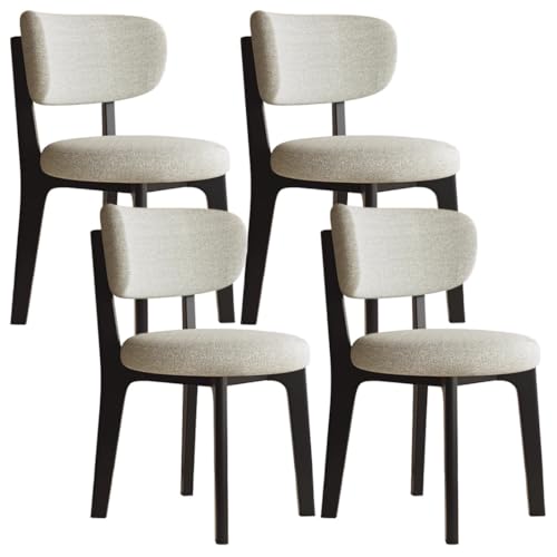 YVYKFZD Esszimmerstühle aus Holz, 2er-/4er-/6er-Set, Esszimmerstuhl ohne Armlehnen, gepolsterte Küchenstuhl, Küchenstühle mit abnehmbarem Sitzkissenbezug aus Stoff(Off-White+Black,4PCS) von YVYKFZD