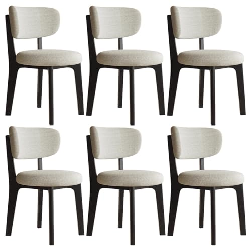 YVYKFZD Esszimmerstühle aus Holz, 2er-/4er-/6er-Set, Esszimmerstuhl ohne Armlehnen, gepolsterte Küchenstuhl, Küchenstühle mit abnehmbarem Sitzkissenbezug aus Stoff(Off-White+Black,6PCS) von YVYKFZD