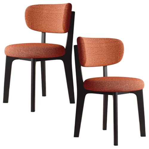 YVYKFZD Esszimmerstühle aus Holz, 2er-/4er-/6er-Set, Esszimmerstuhl ohne Armlehnen, gepolsterte Küchenstuhl, Küchenstühle mit abnehmbarem Sitzkissenbezug aus Stoff(Orange+Black,2PCS) von YVYKFZD