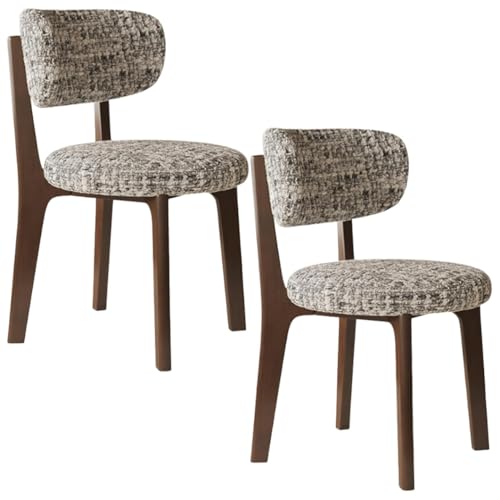 YVYKFZD Esszimmerstühle aus Massivholz, Esszimmerstuhl Set ohne Armlehnen, Gepolsterte Küchenstuhl, Küchenstühle mit abnehmbarem Sitzkissenbezug aus Stoff(Gray+Walnut,2PCS) von YVYKFZD