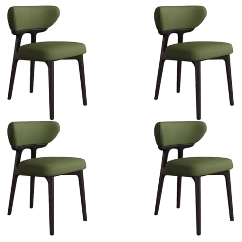 YVYKFZD Esszimmerstühle aus Massivholz, Esszimmerstuhl ohne Armlehnen, Küchenstuhl mit geschwungener Rückenlehne, gepolsterter Küchenstühle aus Leder, für Büros(Dark Green+Black,4PCS) von YVYKFZD
