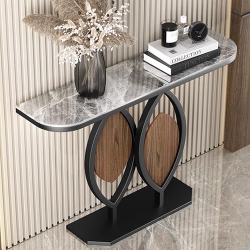 YVYKFZD Glamouröser Konsolentisch, schmaler Langer Beistelltisch, hinter Sofatisch Flurtisch mit Metallfuß, Eingangstisch für den Eingangsbereich, einfach zu montieren(Black A,150cm/59.0") von YVYKFZD