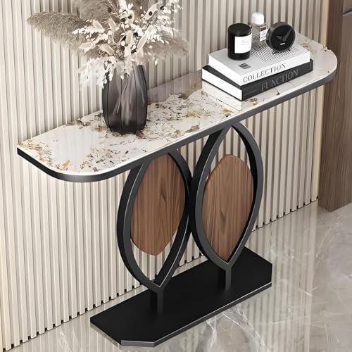 YVYKFZD Glamouröser Konsolentisch, schmaler Langer Beistelltisch, hinter Sofatisch Flurtisch mit Metallfuß, Eingangstisch für den Eingangsbereich, einfach zu montieren(Black B,120cm/47.2") von YVYKFZD