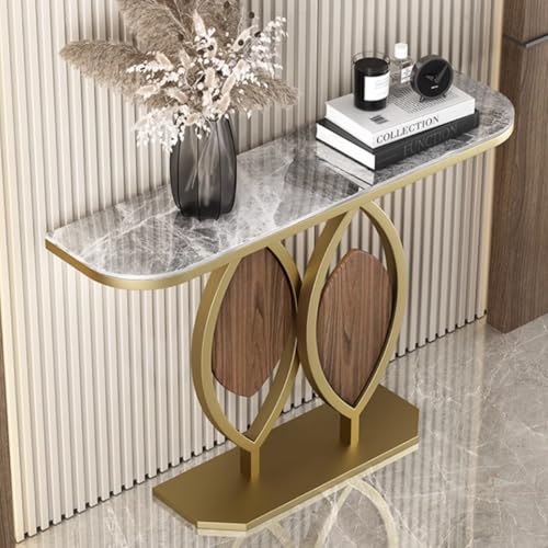 YVYKFZD Glamouröser Konsolentisch, schmaler Langer Beistelltisch, hinter Sofatisch Flurtisch mit Metallfuß, Eingangstisch für den Eingangsbereich, einfach zu montieren(Gold A,100cm/39.3") von YVYKFZD