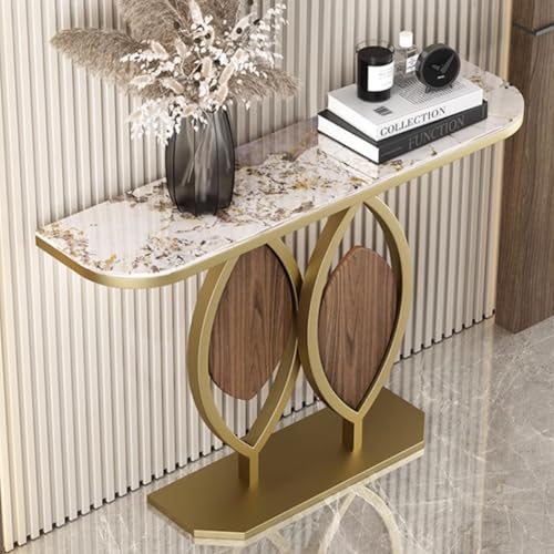 YVYKFZD Glamouröser Konsolentisch, schmaler Langer Beistelltisch, hinter Sofatisch Flurtisch mit Metallfuß, Eingangstisch für den Eingangsbereich, einfach zu montieren(Gold B,150cm/59.0") von YVYKFZD