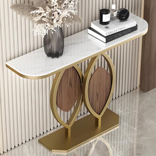 YVYKFZD Glamouröser Konsolentisch, schmaler Langer Beistelltisch, hinter Sofatisch Flurtisch mit Metallfuß, Eingangstisch für den Eingangsbereich, einfach zu montieren(Gold C,80cm/31.4") von YVYKFZD