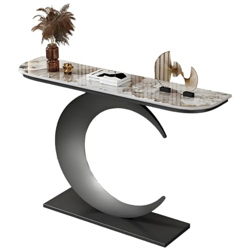YVYKFZD Halbmond Konsolentisch, schmaler Langer Beistelltisch Sofatisch, industrielle Flurtisch mit Metallfuß, Eingangstisch Akzenttische, für Eingang, Wohnzimmer, Foyer(Black C,150cm/59.0") von YVYKFZD