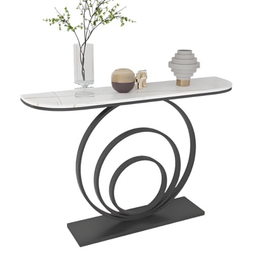 YVYKFZD Konsolentisch, minimalistischer Beistelltisch, hinter Sofatisch Flurtisch mit geometrischem Metallrahmen, schmale, Lange Eingangstisch, für den Eingangsbereich(Black B,80cm/31.4") von YVYKFZD