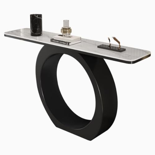 YVYKFZD Konsolentisch, rechteckiger Beistelltisch, minimalistische Sofatisch Flurtisch mit rundem Metallfuß, schmale Lange Eingangstisch, einfach zu montieren(Black A,160cm/62.9") von YVYKFZD