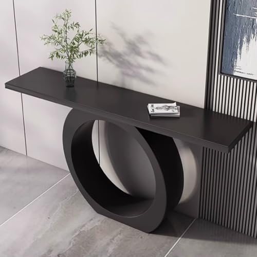YVYKFZD Konsolentisch, rechteckiger Beistelltisch, minimalistische Sofatisch Flurtisch mit rundem Metallfuß, schmale Lange Eingangstisch, einfach zu montieren(Nero,160cm/62.9") von YVYKFZD