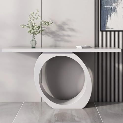 YVYKFZD Konsolentisch, rechteckiger Beistelltisch, minimalistische Sofatisch Flurtisch mit rundem Metallfuß, schmale Lange Eingangstisch, einfach zu montieren(Wit,120cm/47.2") von YVYKFZD