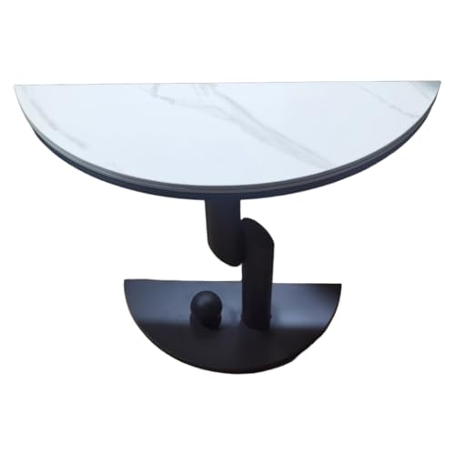YVYKFZD Luxuriöser Konsolentisch, Halbmond Beistelltisch, schmal hinter Sofatisch Flurtisch, Eingangstisch mit Metallrahmen, für Eingangsbereich, Wohnzimmer, Büro(Black B,100cm/39.3") von YVYKFZD
