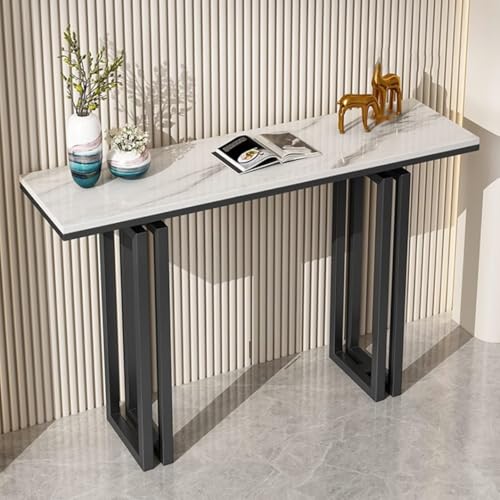 YVYKFZD Rechteckiger Konsolentisch, schmaler Langer Beistelltisch Flurtisch, Sofatisch Akzenttische mit Metallfuß, minimalistische Eingangstisch, für Eingangsbereich, Foyer(Black A,120cm/47.2") von YVYKFZD