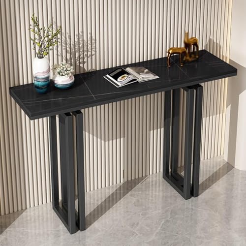 YVYKFZD Rechteckiger Konsolentisch, schmaler Langer Beistelltisch Flurtisch, Sofatisch Akzenttische mit Metallfuß, minimalistische Eingangstisch, für Eingangsbereich, Foyer(Black D,100cm/39.3") von YVYKFZD