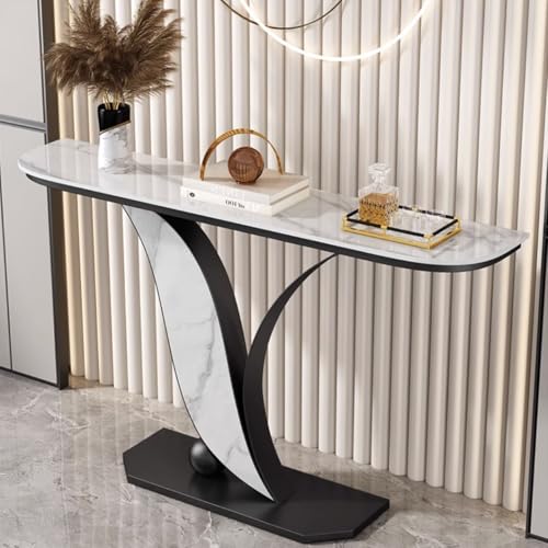 YVYKFZD Schmaler Konsolentisch, Industrieller Beistelltisch Sofatisch, Luxuriöse Flurtisch mit Metallrahmen, Lange Eingangstisch, für Eingang, Wohnzimmer, Foyer(Black C,80cm/31.4") von YVYKFZD