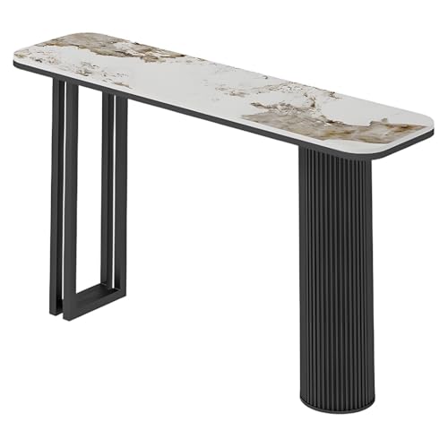YVYKFZD Schmaler Konsolentisch, rechteckiger Beistelltisch Flurtisch, hinter dem Sofatisch, Eingangstisch mit stilvollem Metallrahmen, für das Eingangsbereich Wohnzimmerfoyer(Black A,100cm/39.3") von YVYKFZD