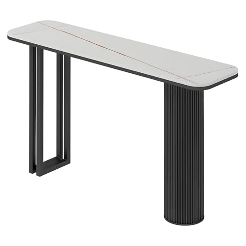 YVYKFZD Schmaler Konsolentisch, rechteckiger Beistelltisch Flurtisch, hinter dem Sofatisch, Eingangstisch mit stilvollem Metallrahmen, für das Eingangsbereich Wohnzimmerfoyer(Black B,100cm/39.3") von YVYKFZD