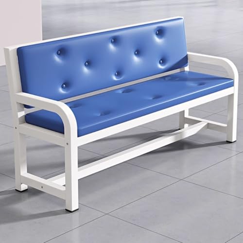 YVYKFZD Sitzbank für Wartezimmer aus PU-Leder, Wartezimmer-Bank-Set mit Arm- und Rückenlehnen, Besucherstuhl für Büros, Wartezimmerstühle Empfangsbank Flughafenempfang(Blauw,L 140cm/55.1") von YVYKFZD