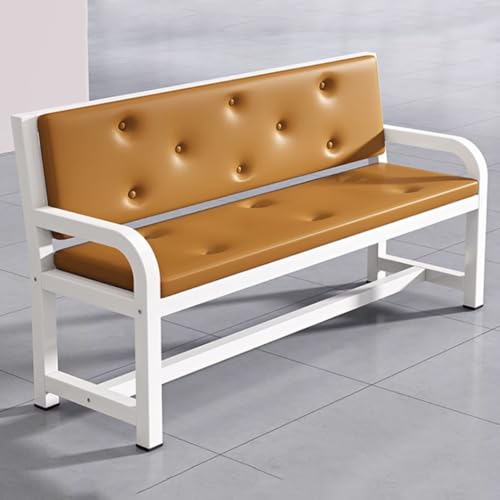 YVYKFZD Sitzbank für Wartezimmer aus PU-Leder, Wartezimmer-Bank-Set mit Arm- und Rückenlehnen, Besucherstuhl für Büros, Wartezimmerstühle Empfangsbank Flughafenempfang(Brown,L 120cm/47.2") von YVYKFZD