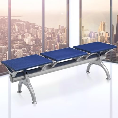 YVYKFZD Sitzbank für Wartezimmer ohne Armlehnen, 3-Sitzer Wartezimmer-Bank-Set, Besucherstuhl Wartezimmerbank aus PU-Leder, Wartezimmerstühle Empfangsbank für Flughäfen(Blauw) von YVYKFZD