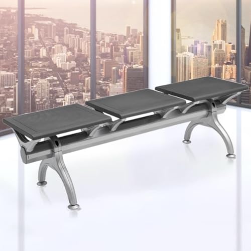 YVYKFZD Sitzbank für Wartezimmer ohne Armlehnen, 3-Sitzer Wartezimmer-Bank-Set, Besucherstuhl Wartezimmerbank aus PU-Leder, Wartezimmerstühle Empfangsbank für Flughäfen(Gray) von YVYKFZD