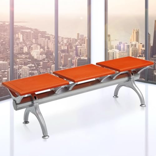 YVYKFZD Sitzbank für Wartezimmer ohne Armlehnen, 3-Sitzer Wartezimmer-Bank-Set, Besucherstuhl Wartezimmerbank aus PU-Leder, Wartezimmerstühle Empfangsbank für Flughäfen(Orange) von YVYKFZD