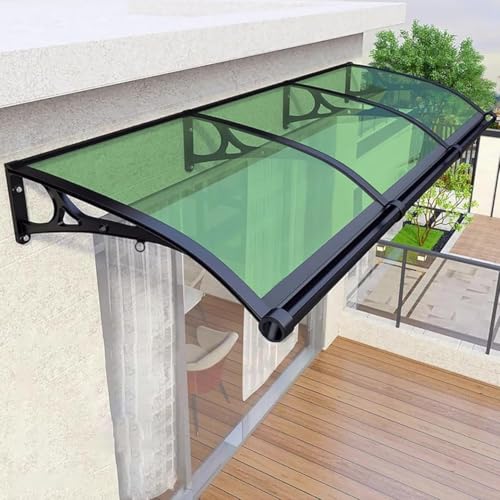 YVYKFZD Vordach Haustürvordach für den Türeingang, Überdachung Türdach mit Aluminiumhalterung, Pultbogenvordach Türvordach Polycarbonatabdeckung, Außen Pultvordach Sonnenschutz UV/Regen(Green,100x330c von YVYKFZD