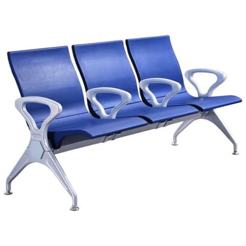 YVYKFZD Wartezimmer-Bank-Set, 3-Sitzer Sitzbank für Wartezimmer, Besucherstuhl Wartezimmerstühle mit Arm- und Rückenlehnen, Wartezimmerbank Empfangsbank für Flughafen(Blauw) von YVYKFZD