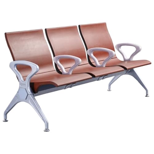 YVYKFZD Wartezimmer-Bank-Set, 3-Sitzer Sitzbank für Wartezimmer, Besucherstuhl Wartezimmerstühle mit Arm- und Rückenlehnen, Wartezimmerbank Empfangsbank für Flughafen(Brown) von YVYKFZD