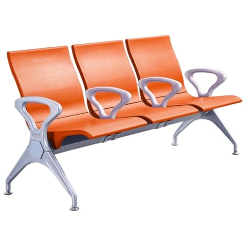 YVYKFZD Wartezimmer-Bank-Set, 3-Sitzer Sitzbank für Wartezimmer, Besucherstuhl Wartezimmerstühle mit Arm- und Rückenlehnen, Wartezimmerbank Empfangsbank für Flughafen(Orange) von YVYKFZD
