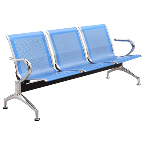 YVYKFZD Wartezimmer-Bank-Set, 3-Sitzer Sitzbank für Wartezimmer mit Armlehnen, Büro Wartezimmerstühle, Stahl Wartezimmerbank Empfangsbank für Flughafenkrankenhäuser(Blauw) von YVYKFZD