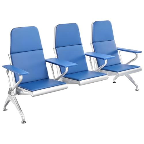 YVYKFZD Wartezimmer-Bank-Set, PU-Leder Sitzbank für Wartezimmer mit Armlehnen, Phlebotomiestuhl, Büro Besucherstuhl, Wartezimmerstühle Wartezimmerbank für Flughafen(Leather armrests,3 Seat) von YVYKFZD
