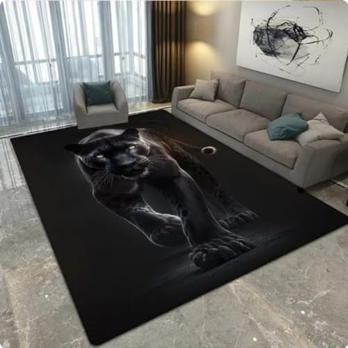 Carpet Black Panther Carpet for Living Room Large Area Carpet Animal Lion Tiger Bedroom Home Decor Tribal Bedroom Carpet Decoration 80X120Cm von YWAFFC