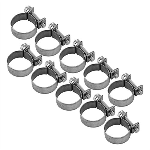 10 Stück Edelstahl-Mini-Kraftstoffleitungs-Schlauchschelle, 6 Mm Bis 20 Mm, Optionale Größe mit Schrauben und Muttern, Schraubklemme, Rohrschelle, Gummi-Schlauchschelle(18-20Mm) von YWBL-WH