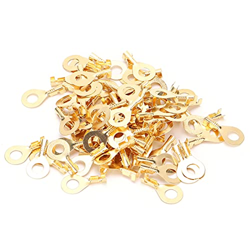 100 Stück Messing Ringkabelschuh Kit M6 Steckverbinder Sortiment Kit 6.2mm Ring-Terminals von YWBL-WH