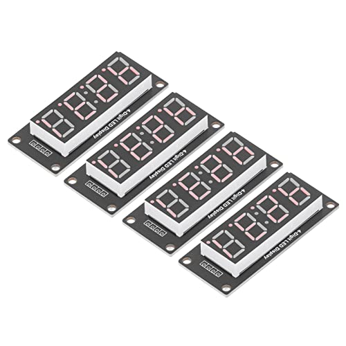 4 Set 4 Digit Digital Tube mit Pin Header LED Display Board 7 Segmente Clock Modul TM1637 0.56in Clock Double Dots Modul(Rot MRA041D) von YWBL-WH