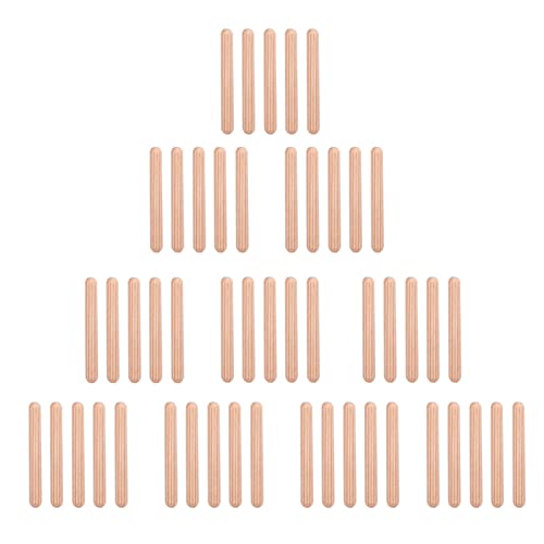 50 STÜCK Holz Passstifte Holzstifte Dübel Set M6 × 50mm Rund Geriffelt Hartholz-Rillenschraube von YWBL-WH