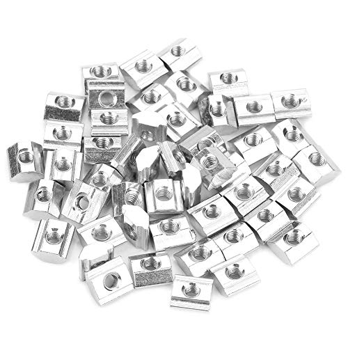 YWBL-WH 50 Stück M3 T-Nut T-Stück Schiebe Mutter aus Kohlenstoffstahl für Aluminium-Extrusion mit Profil 2020 Sereis Slot 6mm von YWBL-WH