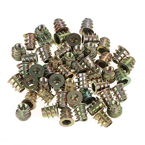 50 Stücke M5 * 10mm Zink-legierung Sechskantmuttern Gewindeeinsatz Mutter für Holzmöbel Sortiment von YWBL-WH