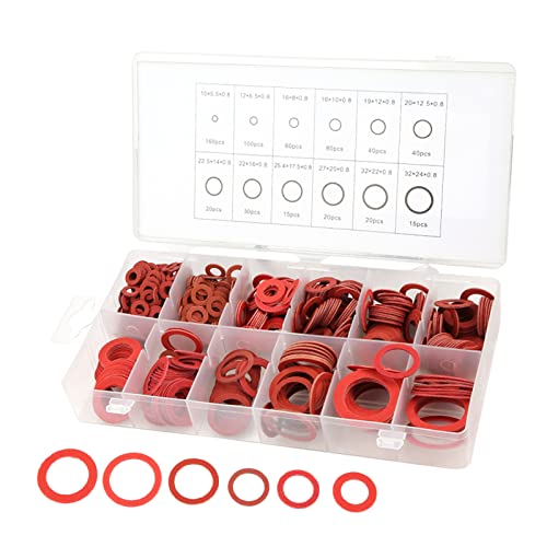 Red Steel Paper Fiber Unterlegscheiben Kit Assorted Lock Insulation Washer Set - 600 Stück,12 Größen von YWBL-WH