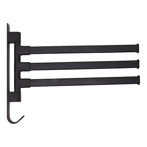 Badezimmer-Handtuchhalter Wandmontierter Handtuchhalter Stanzfreier Handtuchhalter mit 180°-Drehung, Schwarz (3 Arme) von YWBL-WH