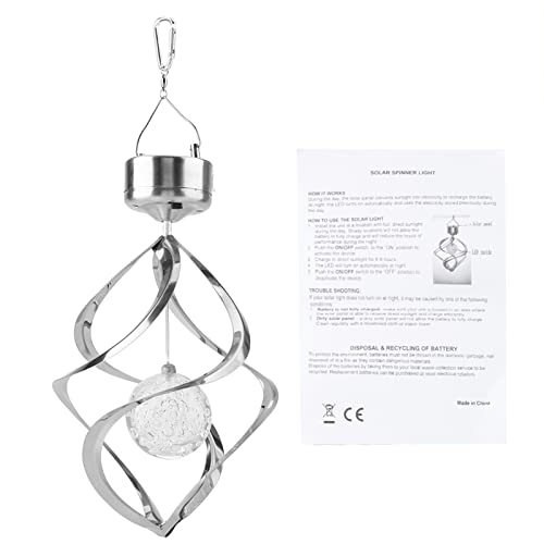 Bunte Solarbetriebene LED -Wind - -Licht, Langlebige Hängespinnerlampe für Hausgartendekor mit Innerer Solarpanel und Wiederaufladbarer Akku von YWBL-WH