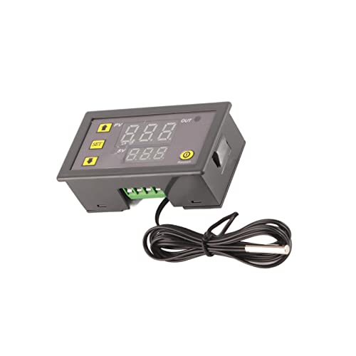 Digitaler Temperaturregler, W3230 LED Digitaler Temperaturregler Thermostat Schalter Sensor Meter, mit Einstellschlüssel, Temperaturregler (12V rote und Blaue Anzeige) von YWBL-WH