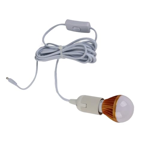 E27-basierte Kugelbirne 12 V 5 W Spiral-LED-Solarßlicht-Außentragbare LED-Birne für Campingzelt mit 3-Meter-DC-Leitung Weiß Weiß von YWBL-WH