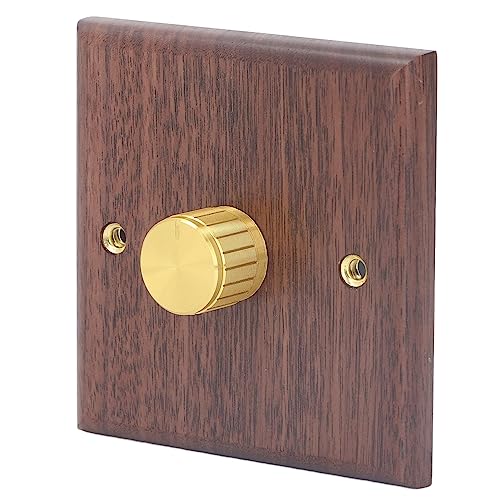 Dimmschalter Holz E27 LED-kompatibel Stufenlose Helligkeitsregelung Schwarzes Walnussholz 200-250 Volt Messingregler Für Wohnraum Essbereich von YWBL-WH